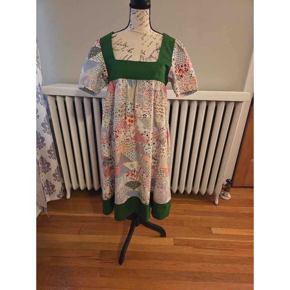 Carleen Anthropologie Patchwork Dress Prairie Cottagecore Rare Artisan Mini XS-S - Picture 5 of 13